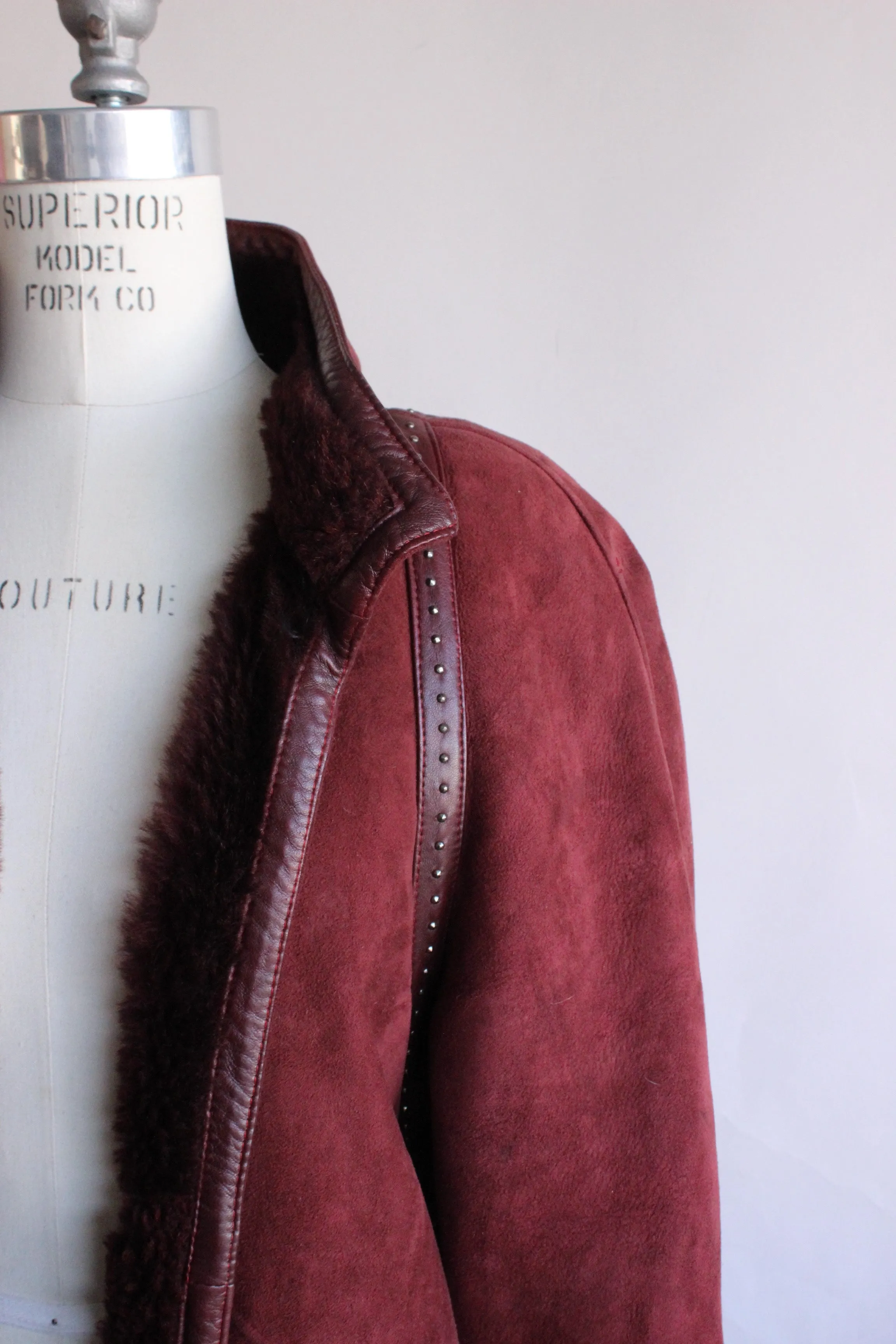 Vintage 1980s Burgundy Suede Coat