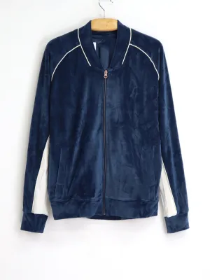 Women's Colorblocked Velour Track Jacket,Blue