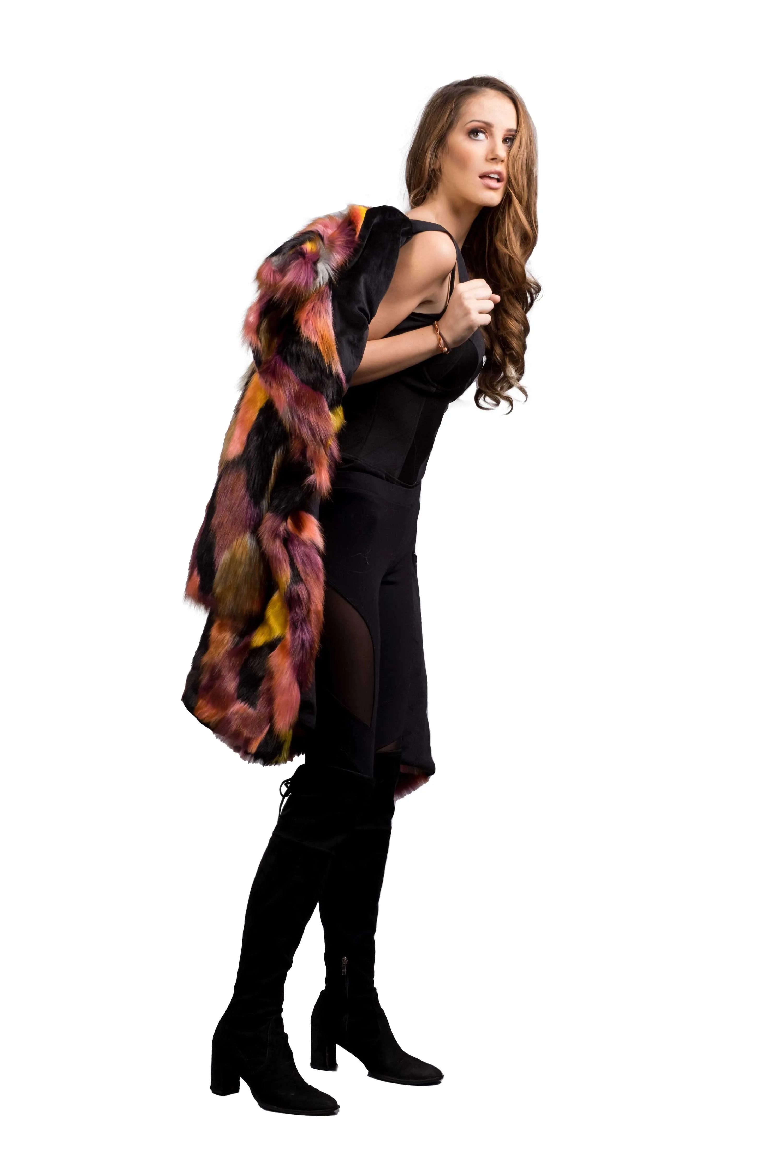 Women's Long Duchess Coat in "Dark Acid"