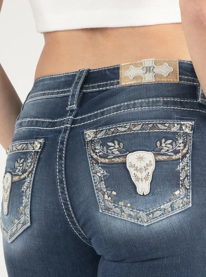 Women's Miss Me Longhorn Floral Bootcut Jean