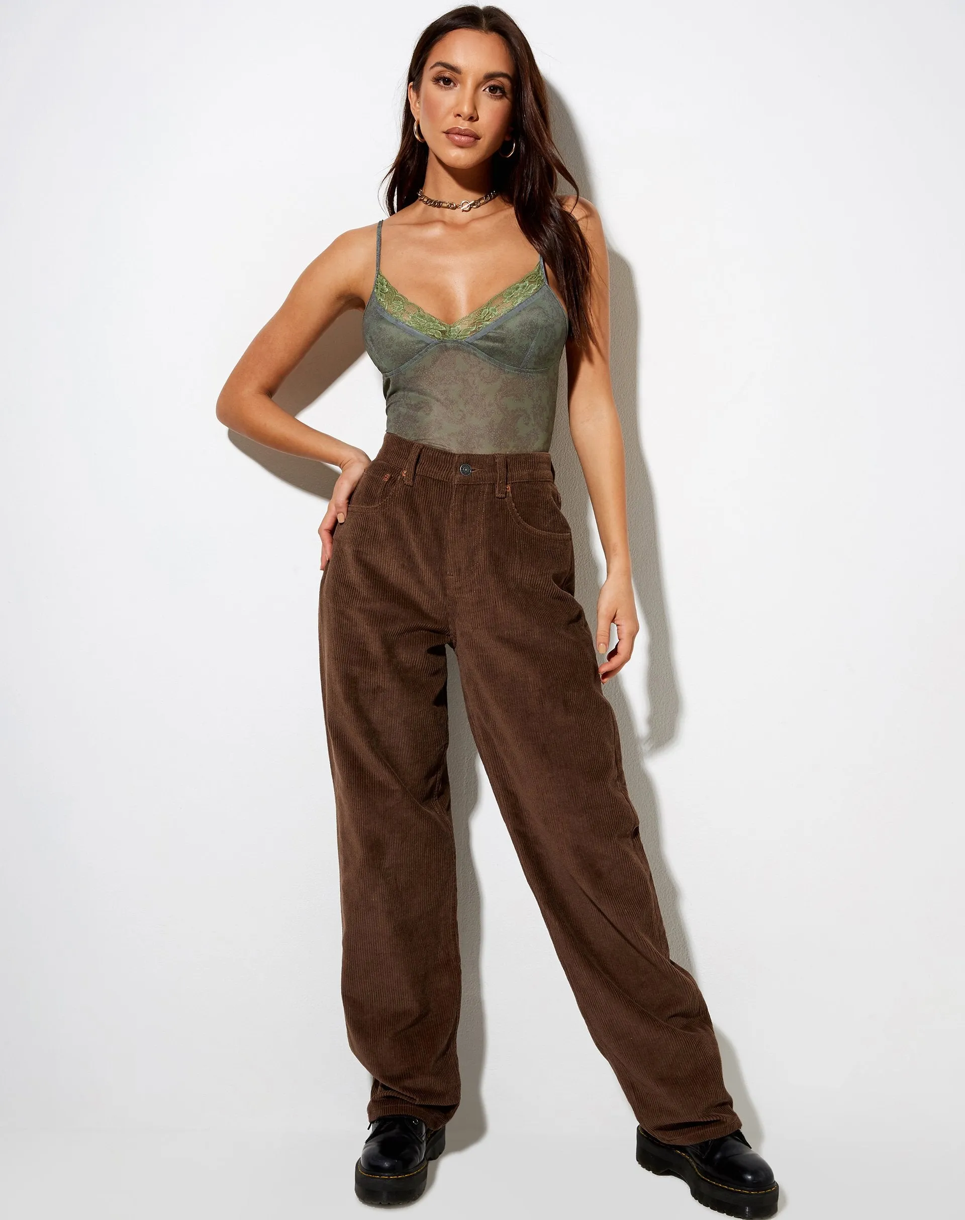 Yenika Crop Top in Mono Paisley Green